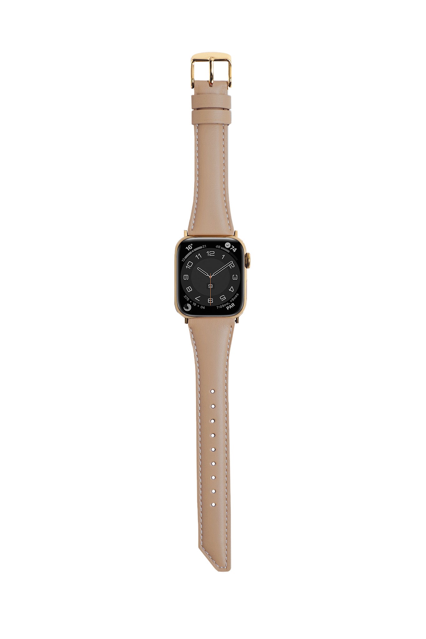 斜角油蠟牛皮 奶茶杏 Apple Watch 真皮錶帶 - BellaBia