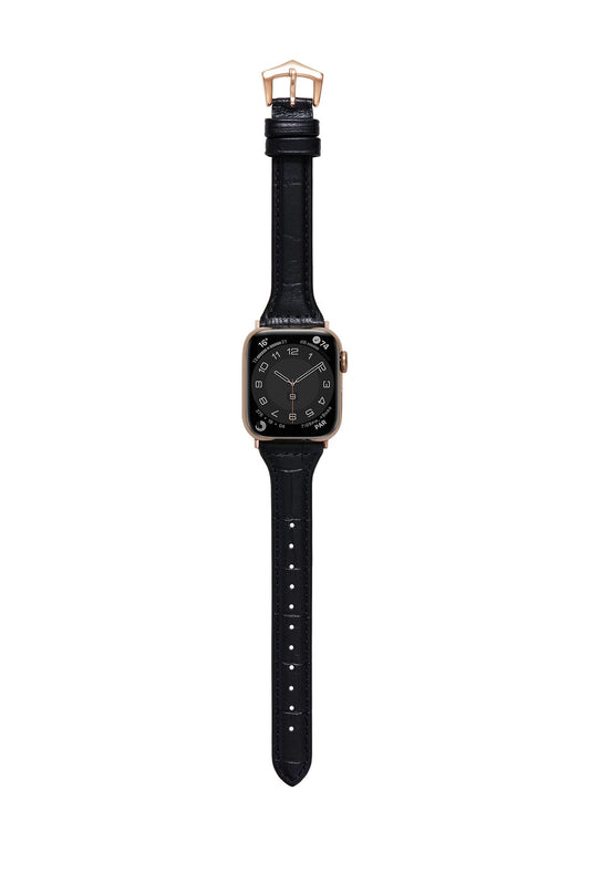鱷魚壓紋珍藏 黑色 Apple Watch 真皮錶帶