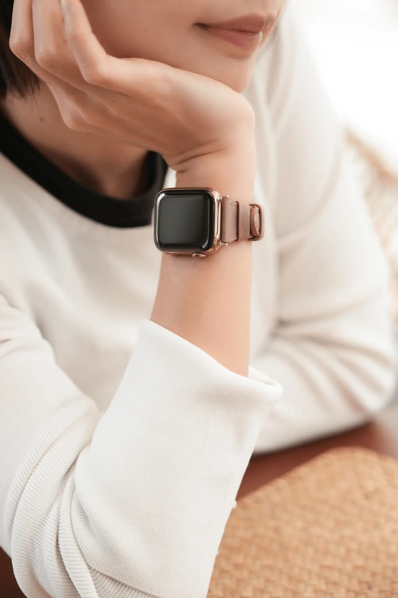平紋珍藏 日暮玫瑰 Apple Watch 皮革錶帶