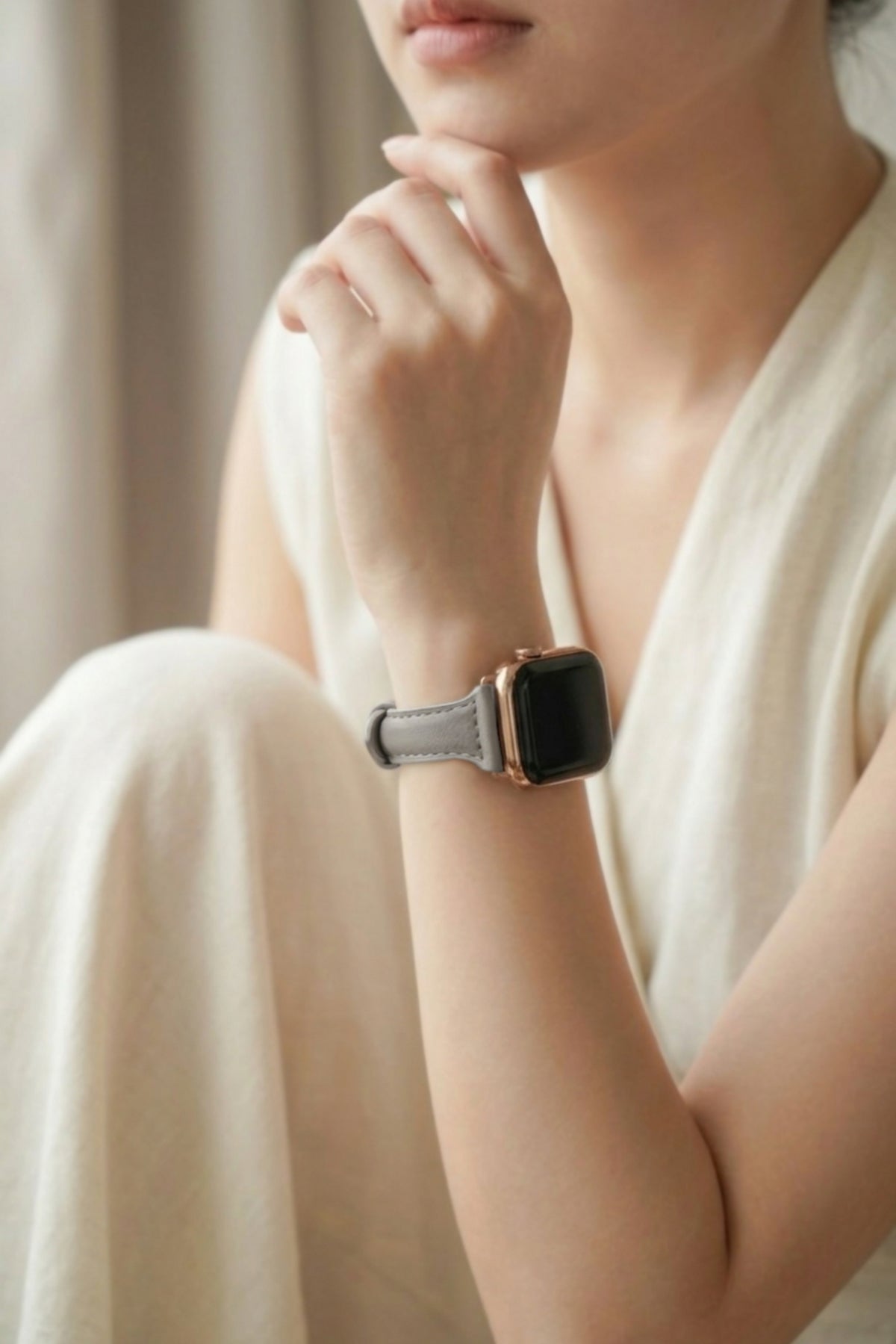 女人珍藏 霧灰 Apple Watch 真皮錶帶