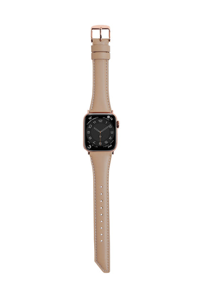 斜角油蠟牛皮 奶茶杏 Apple Watch 真皮錶帶