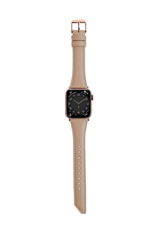斜角油蠟牛皮 奶茶杏 Apple Watch 真皮錶帶