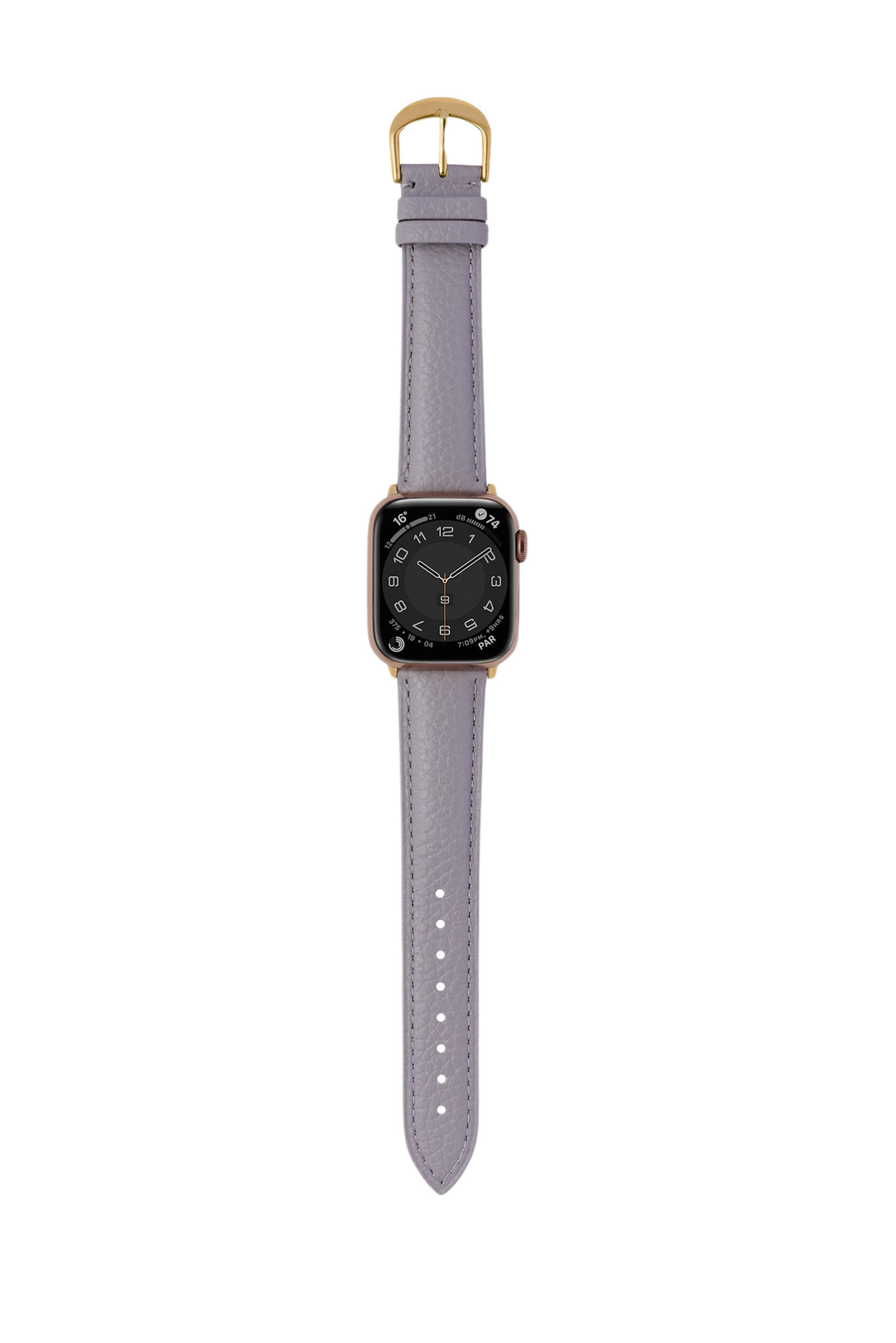 荔枝紋小牛皮 灰色 金釦 | BellaBia Apple Watch 女性皮革錶帶