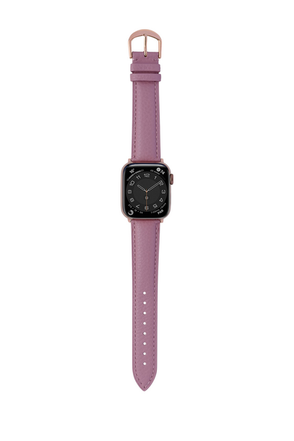 荔枝紋小牛皮 豆沙粉 玫瑰金 女性 Apple Watch 皮革錶帶