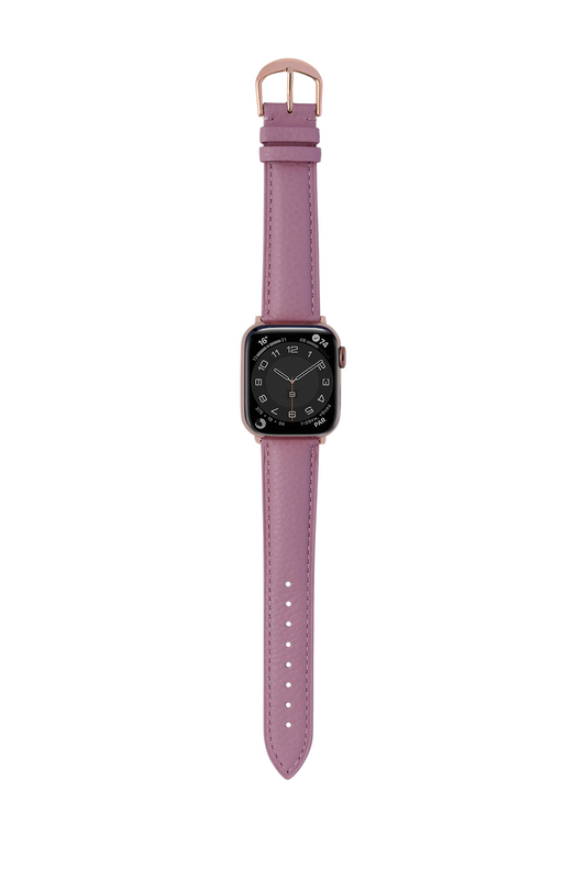 荔枝紋小牛皮 豆沙粉 玫瑰金 女性 Apple Watch 皮革錶帶