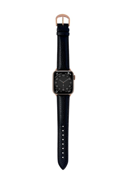 荔枝紋小牛皮 黑色 玫瑰金 女性 Apple Watch 皮革錶帶