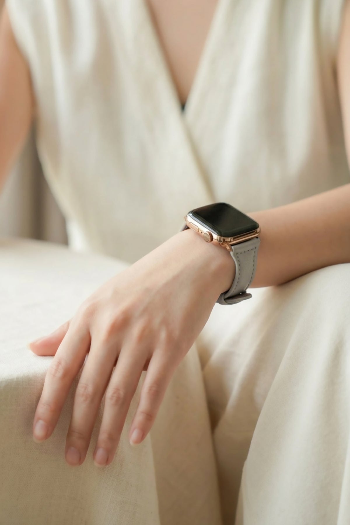 女人珍藏 霧灰 Apple Watch 真皮錶帶