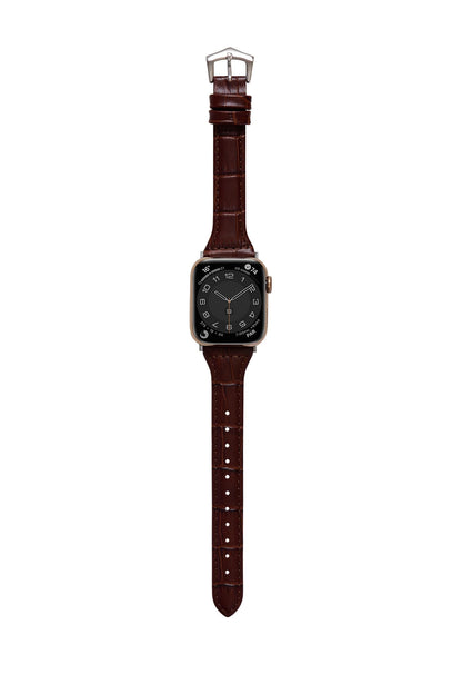 鱷魚壓紋珍藏 深棕 Apple Watch 真皮錶帶