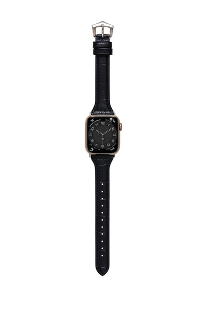 鱷魚壓紋珍藏 黑色 Apple Watch 真皮錶帶