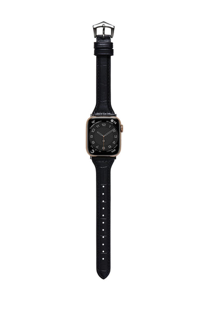 鱷魚壓紋珍藏 黑色 Apple Watch 真皮錶帶