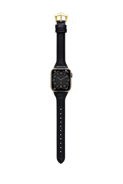 鱷魚壓紋珍藏 黑色 Apple Watch 真皮錶帶