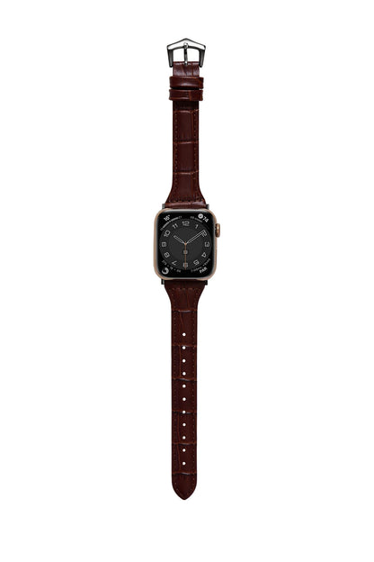 鱷魚壓紋珍藏 深棕 Apple Watch 真皮錶帶
