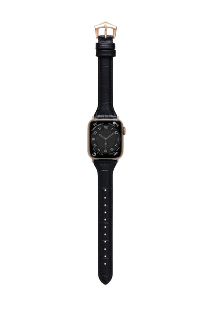 鱷魚壓紋珍藏 黑色 Apple Watch 真皮錶帶