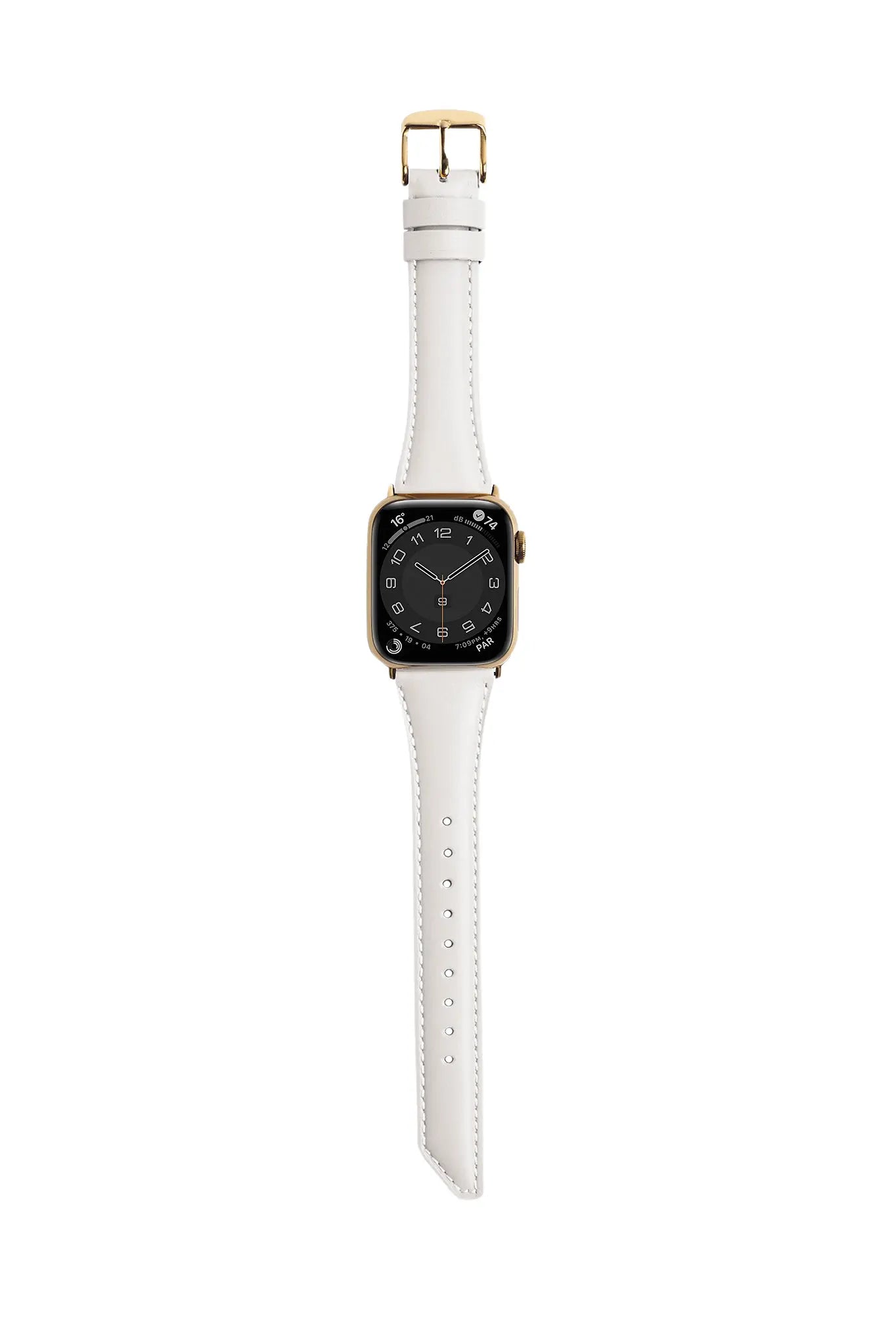 斜角油蠟牛皮 米白色 金釦 _ BellaBia Apple Watch 女性皮革錶帶