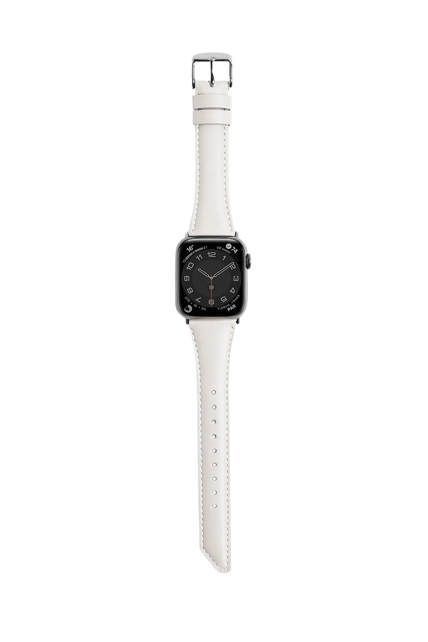 斜角油蠟牛皮 米白色 銀扣 _ BellaBia Apple Watch 女性皮革錶帶