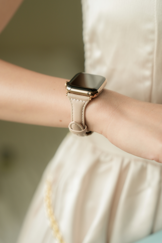 女人珍藏 奶茶杏 Apple Watch 真皮錶帶 | BellaBia