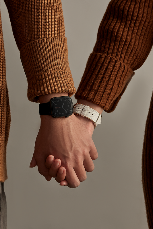 小格紋牛皮 經典黑  Apple Watch 真皮錶帶