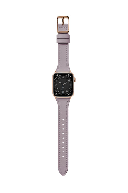 平紋珍藏 小紫丁香 玫瑰金釦 | BellaBia Apple Watch 女性皮革錶帶