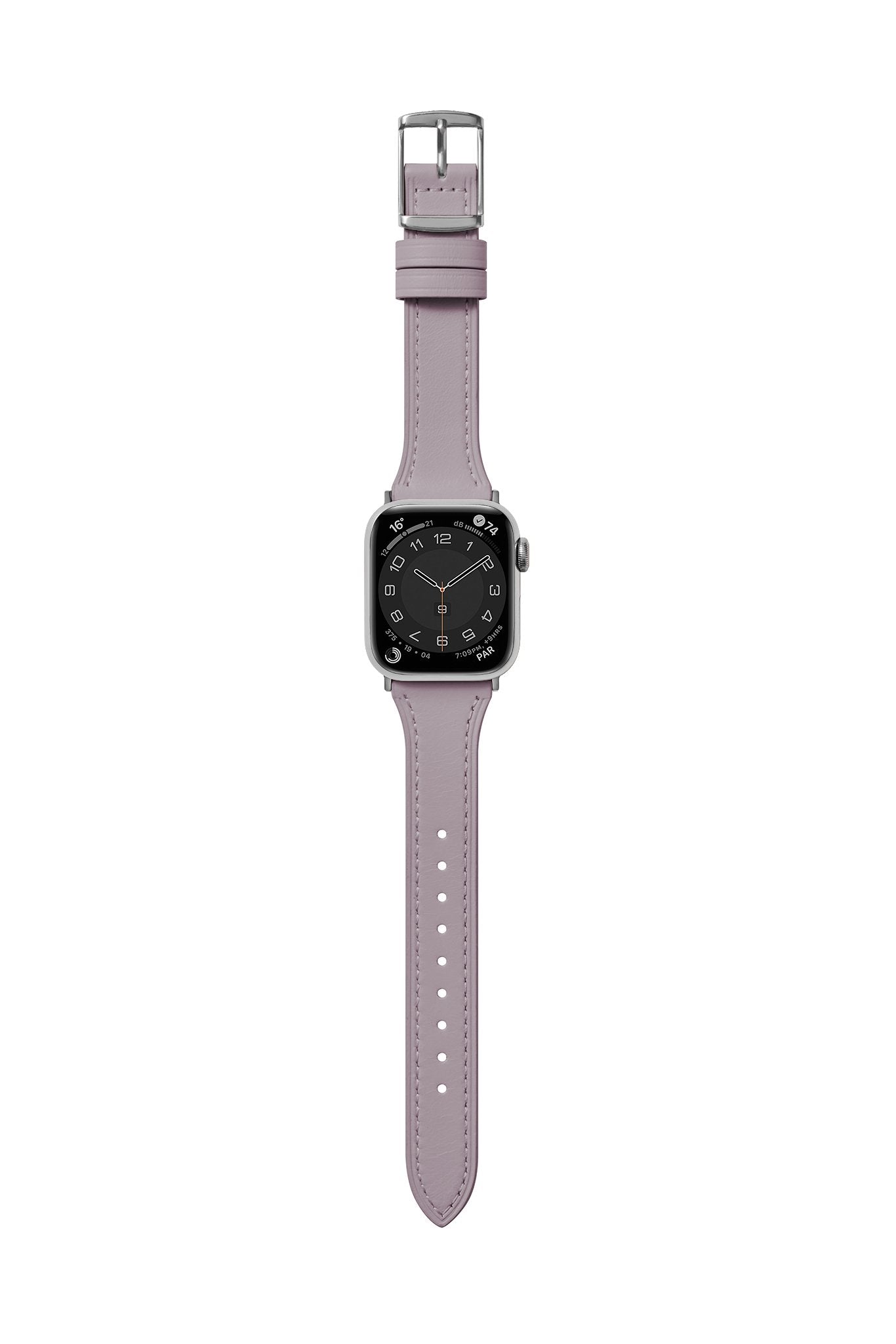 平紋珍藏 小紫丁香 銀扣 | BellaBia Apple Watch 女性皮革錶帶