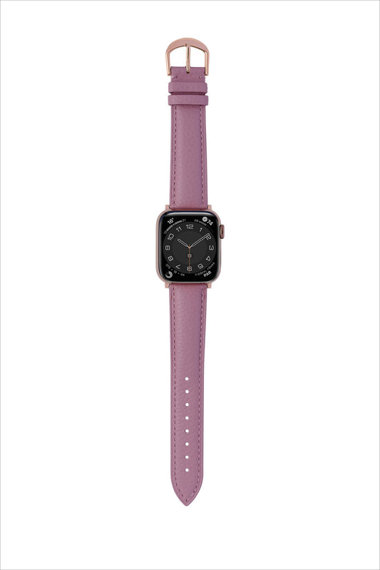 荔枝紋小牛皮 豆沙粉 玫瑰金釦 | BellaBia Apple Watch 女性皮革錶帶